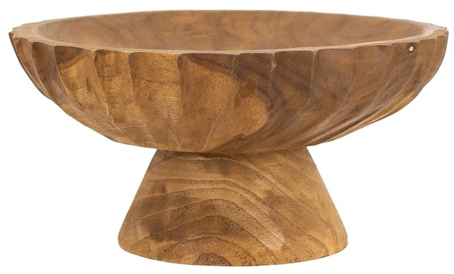 Alt view image 4 of 7 - 7.9 3.9 Inch Decorative Pedestal Bowl with Brown Finish, Wood
