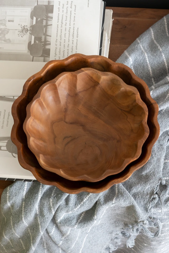 Alt view image 7 of 7 - 7.9 2 Inch Shallow Bowl with Earthy Brown Finish, Wood