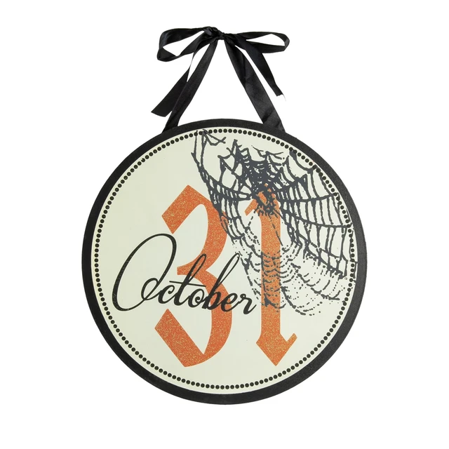 Alt view image 3 of 7 - Set, 12 Inch Halloween Circle Sign, Multi, ABS, MDF and Polyester