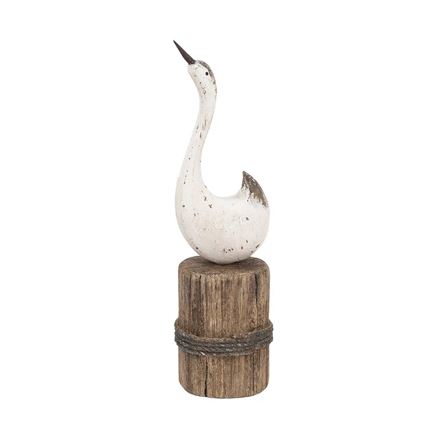 Alt view image 2 of 7 - 3 3x10.8 Inch Paulownia Swan Sculpture Brown Base, Brown Antique White, Wood