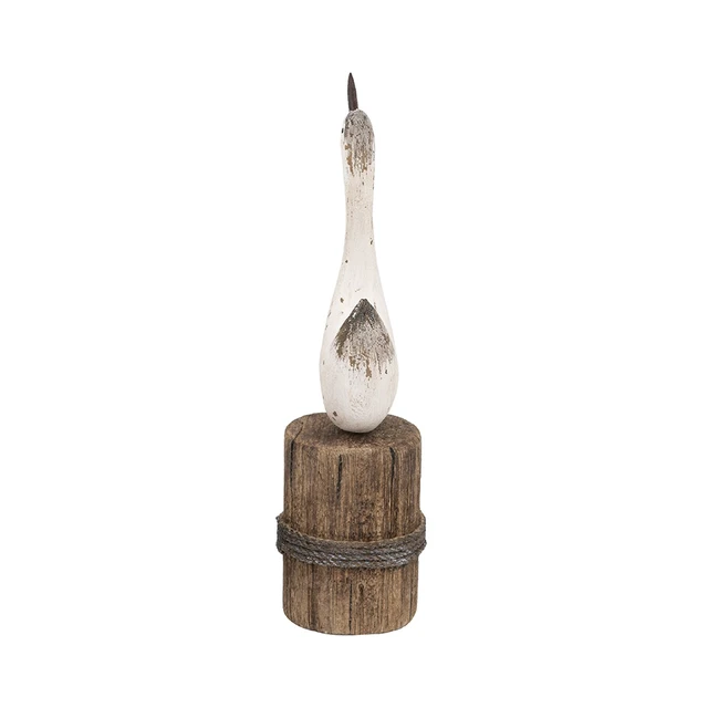 Alt view image 3 of 7 - 3 3x10.8 Inch Paulownia Swan Sculpture Brown Base, Brown Antique White, Wood