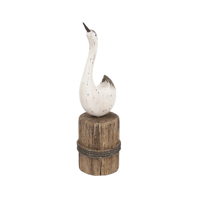 Alt view image 4 of 7 - 3 3x10.8 Inch Paulownia Swan Sculpture Brown Base, Brown Antique White, Wood