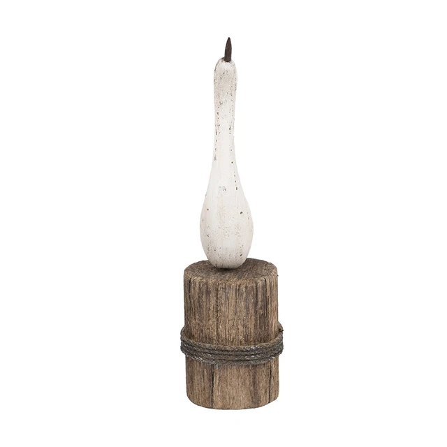 Alt view image 5 of 7 - 3 3x10.8 Inch Paulownia Swan Sculpture Brown Base, Brown Antique White, Wood