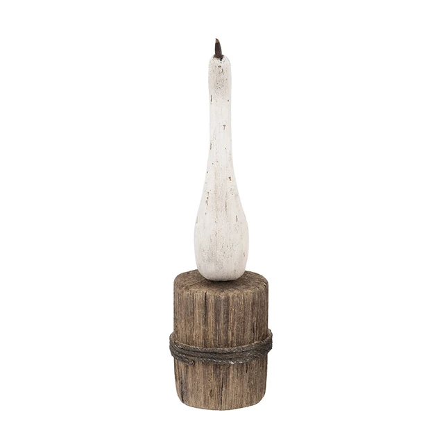 Alt view image 5 of 7 - 3.9 14 Inch Paulownia Swan Sculpture Brown Base, Brown Antique White, Wood