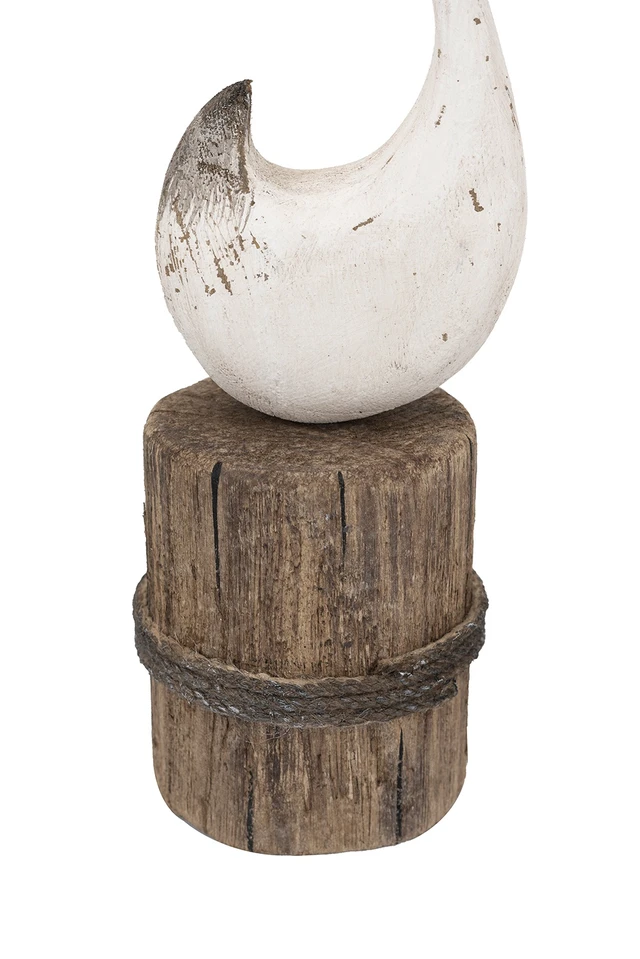 Alt view image 6 of 7 - 3.9 14 Inch Paulownia Swan Sculpture Brown Base, Brown Antique White, Wood