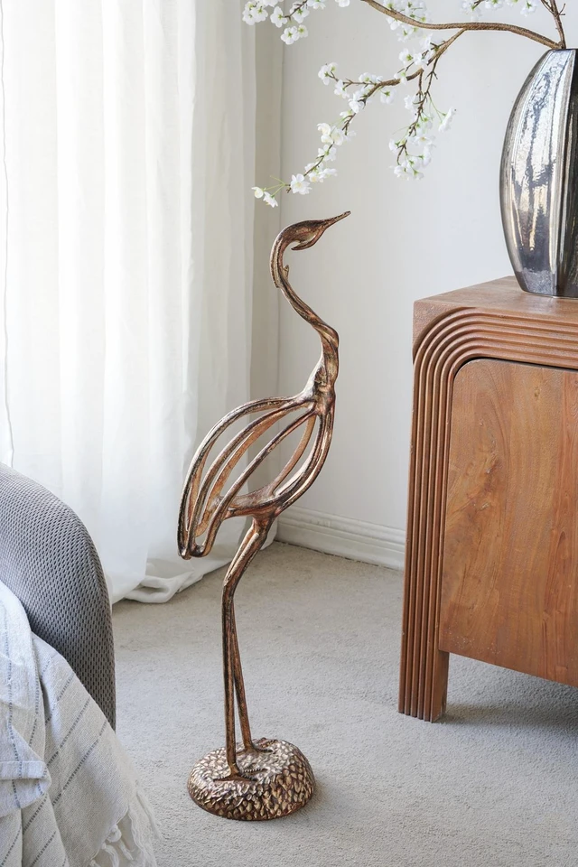 Main image of Inchx 36.8 Inch Aluminum Crane Sculpture Bird Statue, Bronze, Aluminium