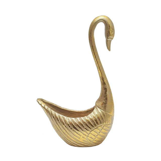 Alt view image 2 of 7 - Inchx 4.1 13 Inch Aluminum Swan Sculpture Swan Planter, Gold, Aluminium