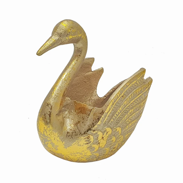 Alt view image 3 of 6 - Inchx 6 Inch Swan Sculpture Aluminum Swan Planter, Gold, Aluminium