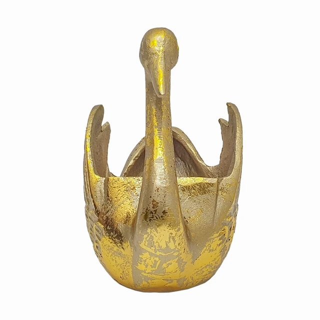 Alt view image 5 of 6 - Inchx 6 Inch Swan Sculpture Aluminum Swan Planter, Gold, Aluminium