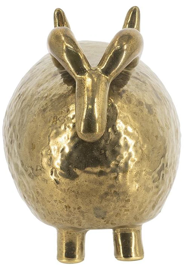 Alt view image 3 of 7 - 8.3 5.1 7.5 Inch Ceramic Ram Sculpture Hammered Texture Sheep Statue, Gold