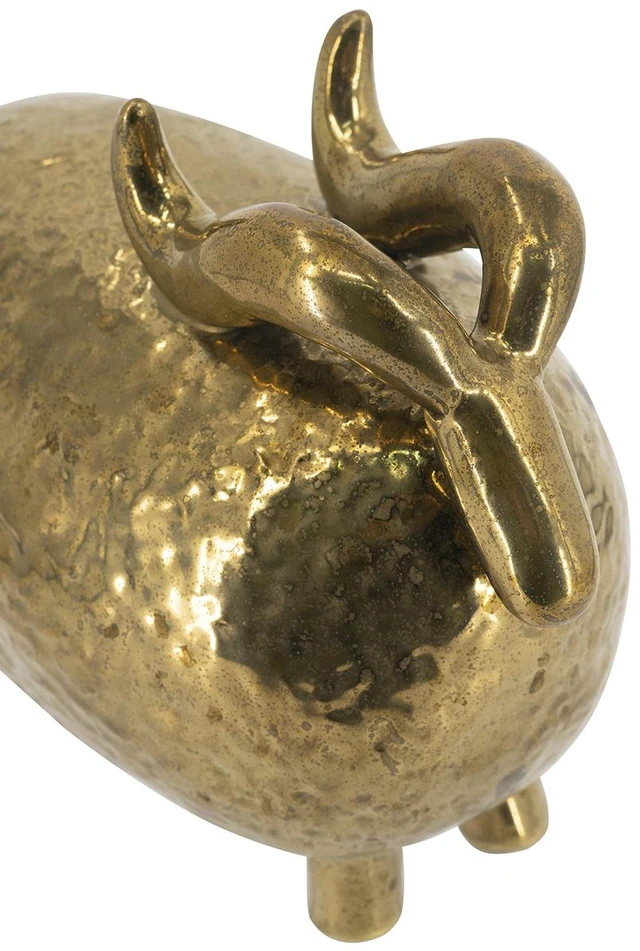 Alt view image 7 of 7 - 8.3 5.1 7.5 Inch Ceramic Ram Sculpture Hammered Texture Sheep Statue, Gold