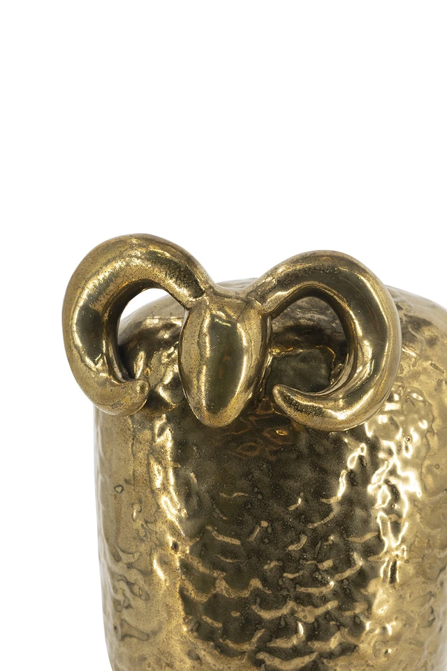 Alt view image 4 of 7 - 6.9 5.5 9.6 Inch Ceramic Ram Sculpture Hammered Texture Sheep Statue, Gold