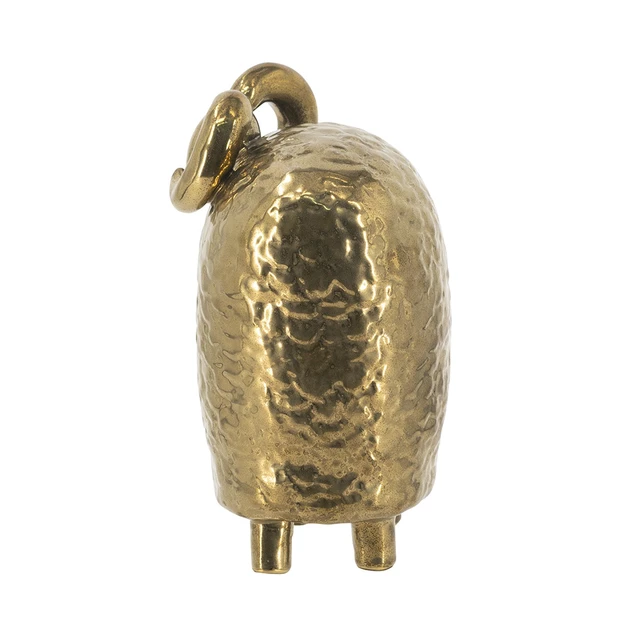 Alt view image 7 of 7 - 6.9 5.5 9.6 Inch Ceramic Ram Sculpture Hammered Texture Sheep Statue, Gold