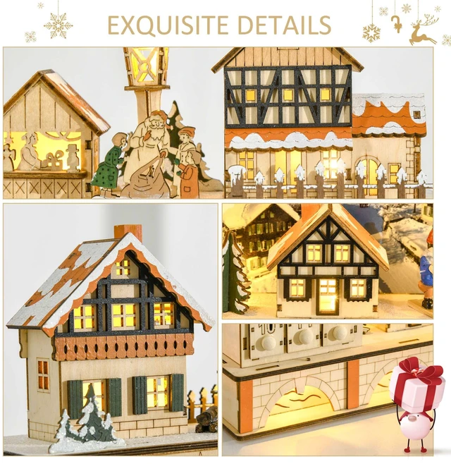 Alt view image 3 of 7 - Christmas Advent Calendar, Table Xmas Wooden Store Holiday Decoration with Countdown Drawer Village for Kids