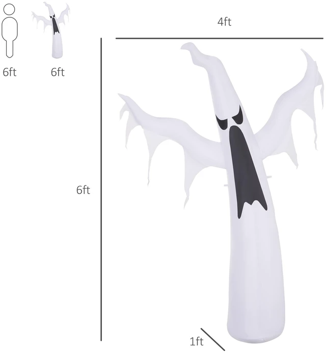 Alt view image 7 of 7 - Tall Halloween Inflatables Outdoor Decorations Ghost, Blow Yard Decor with LED and Fan Indoor Outdoor for Garden Lawn