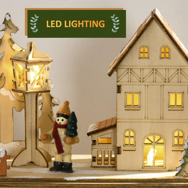 Alt view image 5 of 7 - Christmas Advent Calendar, Wooden Holiday Decoration with Countdown Drawers and LED Lights for Kids and Adults Battery