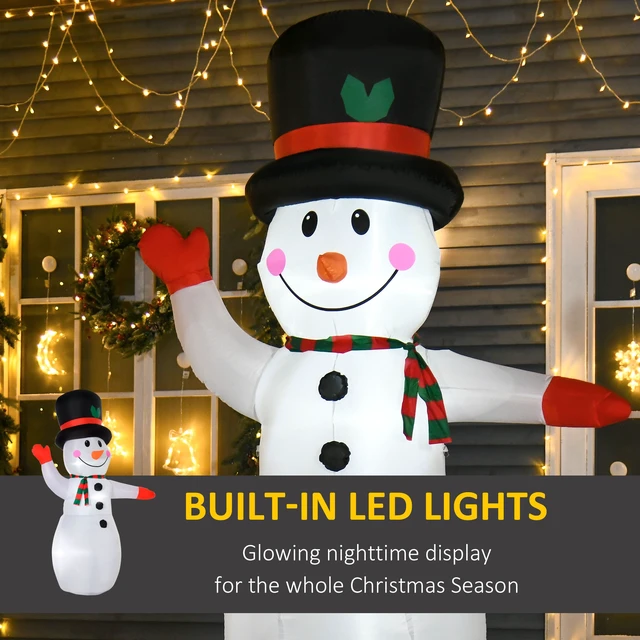 Alt view image 5 of 7 - Christmas Inflatables Outdoor Decorations Snowman, Blow Yard Christmas Decor with LED Lights Display, White, Polyester