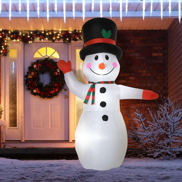 Alt view image 7 of 7 - Christmas Inflatables Outdoor Decorations Snowman, Blow Yard Christmas Decor with LED Lights Display, White, Polyester
