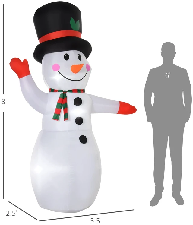 Alt view image 6 of 7 - Christmas Inflatables Outdoor Decorations Snowman, Blow Yard Christmas Decor with LED Lights Display, White, Polyester