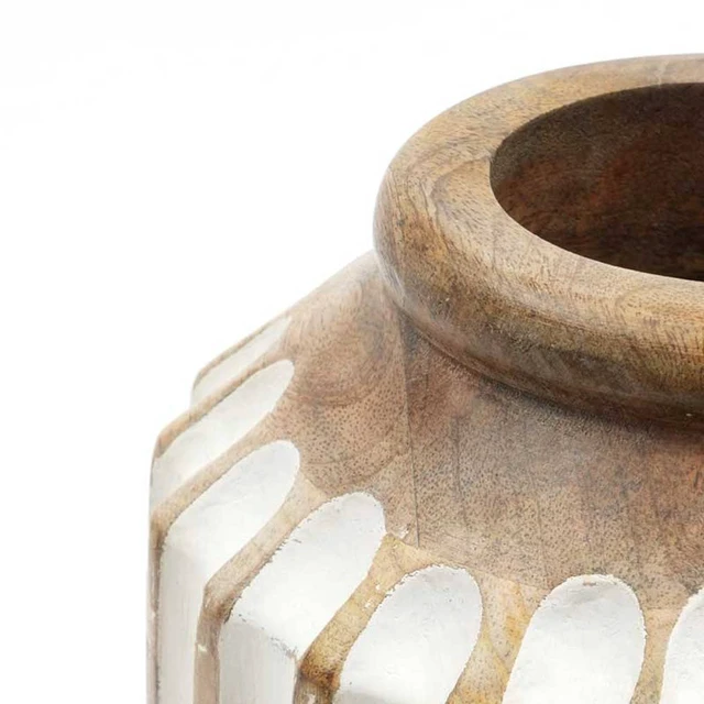 Alt view image 5 of 5 - Wooden Decorative Handcrafted Accent Vase for Living 6, White, Wood
