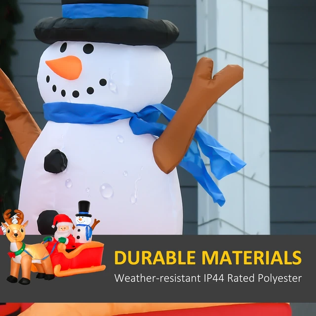Alt view image 4 of 7 - 6.5 ft Long Christmas Inflatables Outdoor Decorations Santa Claus Sleigh, Reindeer and Snowman with LED Lights