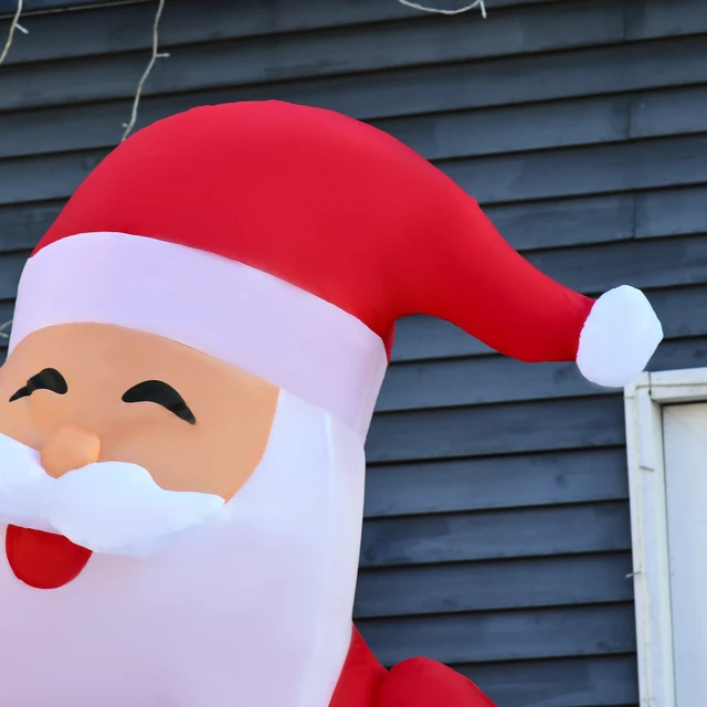 Alt view image 2 of 7 - Christmas Inflatable Santa Claus with Candy Cane, Outdoor Blow Yard Decoration with LED Lights Display, Red, Polyester