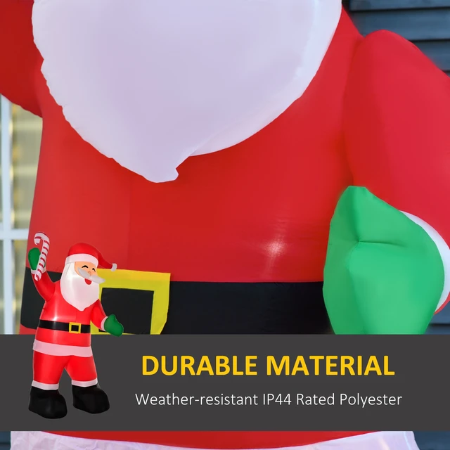 Alt view image 4 of 7 - Christmas Inflatable Santa Claus with Candy Cane, Outdoor Blow Yard Decoration with LED Lights Display, Red, Polyester