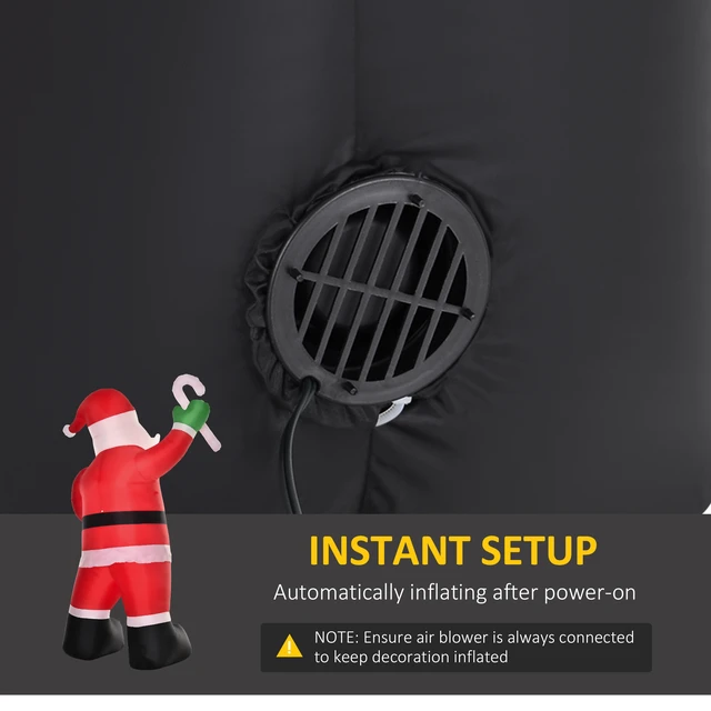 Alt view image 3 of 7 - Christmas Inflatable Santa Claus with Candy Cane, Outdoor Blow Yard Decoration with LED Lights Display, Red, Polyester