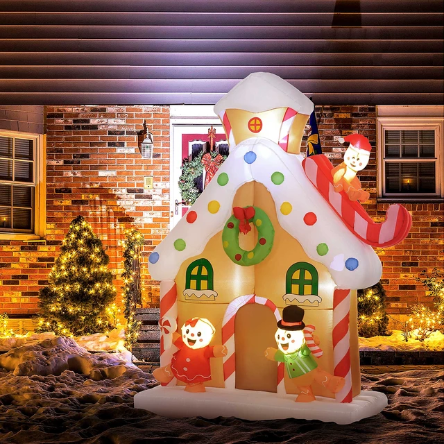 Alt view image 7 of 7 - Christmas Inflatable Gingerbread, Giant Christmas Inflatables Huge Blow Decorations with Built in LED Lights for Indoor