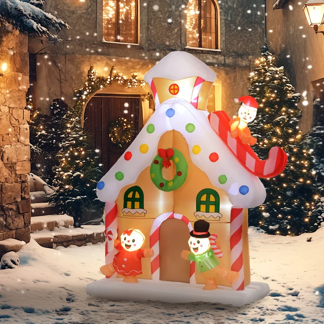 Alt view image 2 of 7 - Christmas Inflatable Gingerbread, Giant Christmas Inflatables Huge Blow Decorations with Built in LED Lights for Indoor