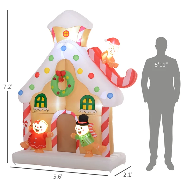 Alt view image 6 of 7 - Christmas Inflatable Gingerbread, Giant Christmas Inflatables Huge Blow Decorations with Built in LED Lights for Indoor