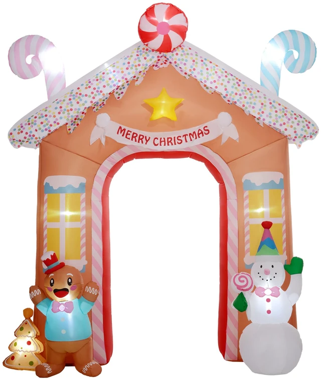 Main image of Christmas Inflatable Gingerbread Archway, Giant Christmas Inflatables Huge Blow Decorations with LED Lights for Indoor