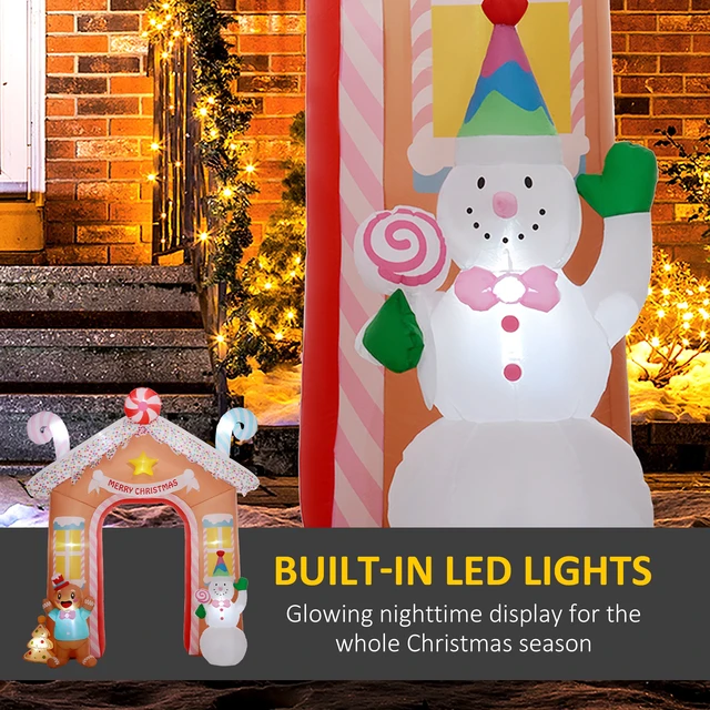 Alt view image 5 of 7 - Christmas Inflatable Gingerbread Archway, Giant Christmas Inflatables Huge Blow Decorations with LED Lights for Indoor