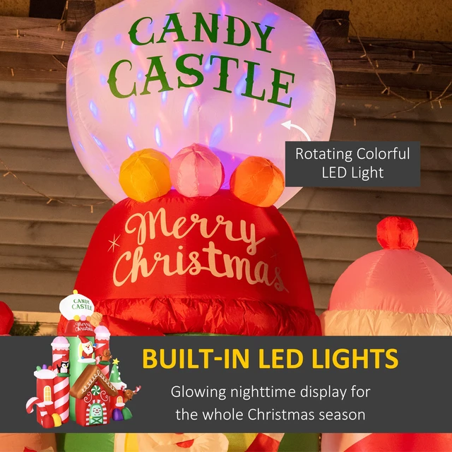 Alt view image 5 of 7 - 10 ft Christmas Inflatables Outdoor Decorations Candy Castle, Blow LED Yard Christmas Decor Built in Rotating Colorful