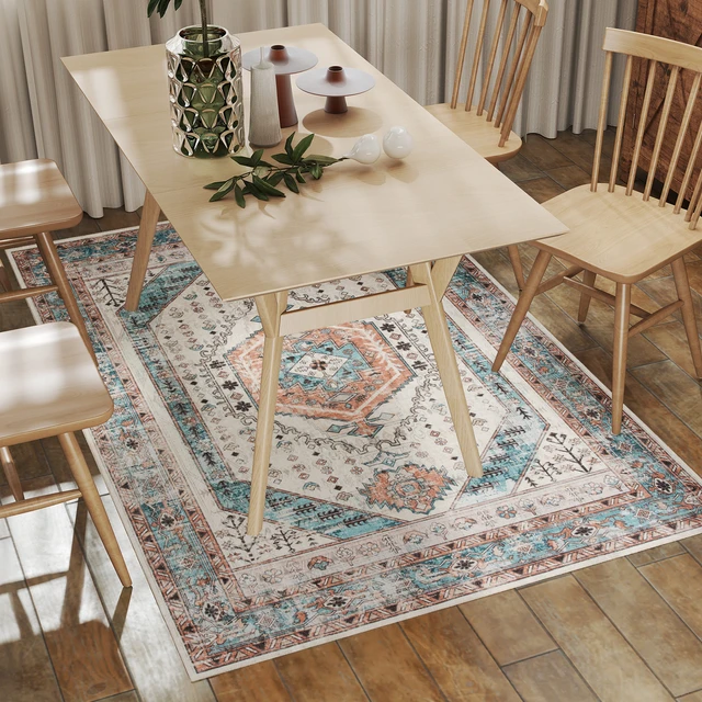Alt view image 4 of 7 - 4 Area Rug, Machine Washable Rug Non-Slip Floor Carpet for Living Dining, Brown, Polyester