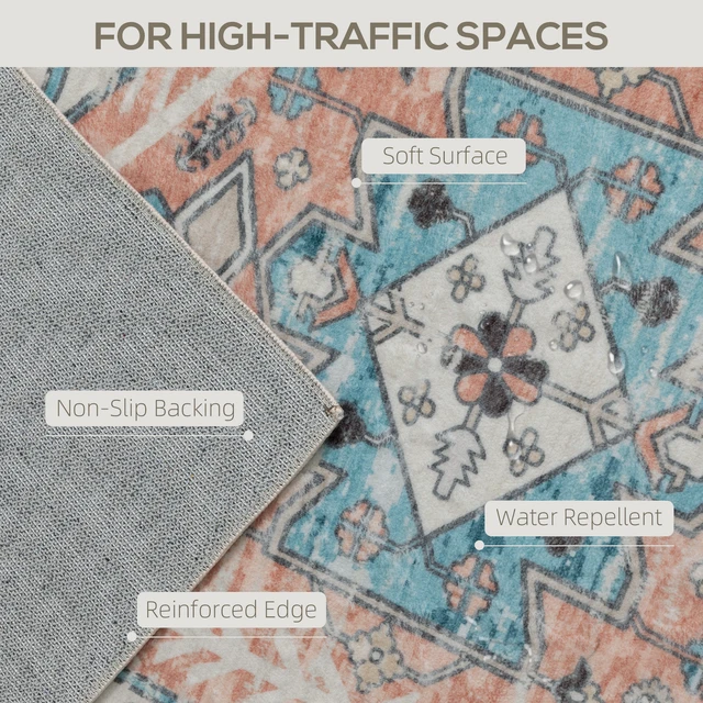 Alt view image 7 of 7 - 4 Area Rug, Machine Washable Rug Non-Slip Floor Carpet for Living Dining, Brown, Polyester