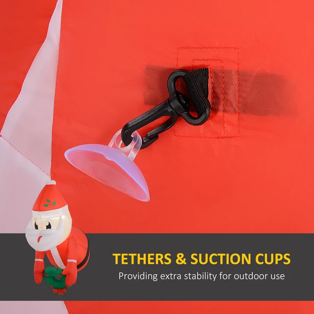 Alt view image 3 of 7 - Christmas Inflatables Hanging Santa Claus Holding Wreath with LED Lights, Blow Outdoor Christmas Decorations for Lawn