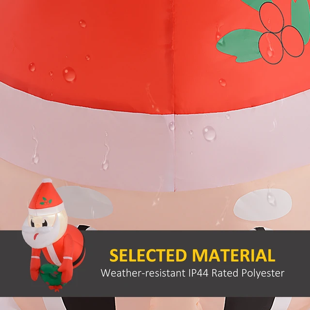 Alt view image 5 of 7 - Christmas Inflatables Hanging Santa Claus Holding Wreath with LED Lights, Blow Outdoor Christmas Decorations for Lawn