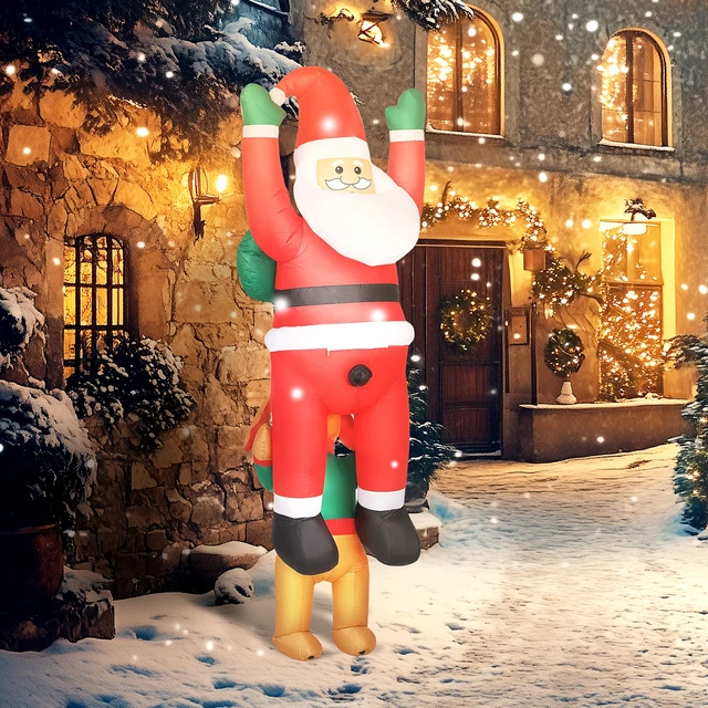Alt view image 3 of 7 - Hanging Christmas Inflatable Santa with Dog, Christmas Blow Decoration with Built in LED Lights for Garden Indoor