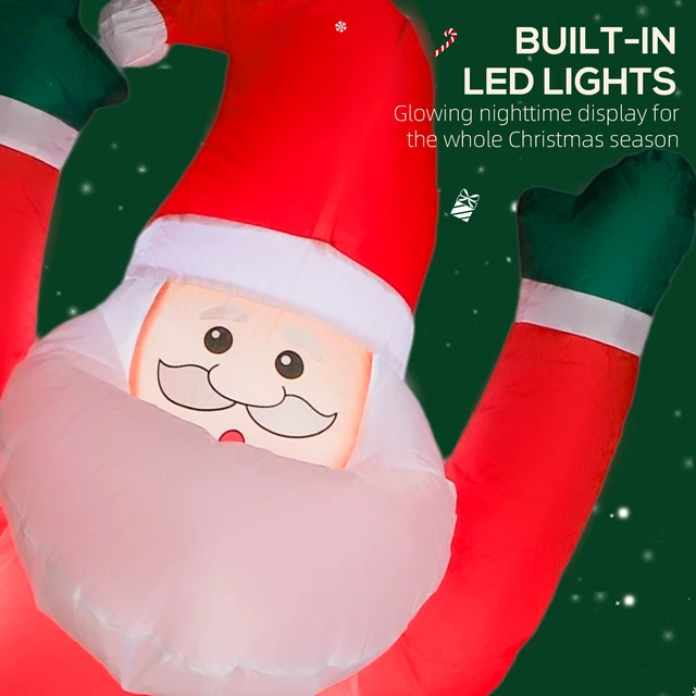 Alt view image 6 of 7 - Hanging Christmas Inflatable Santa with Dog, Christmas Blow Decoration with Built in LED Lights for Garden Indoor