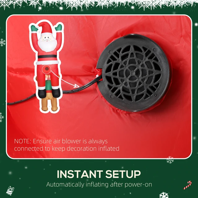 Alt view image 5 of 7 - Hanging Christmas Inflatable Santa with Dog, Christmas Blow Decoration with Built in LED Lights for Garden Indoor