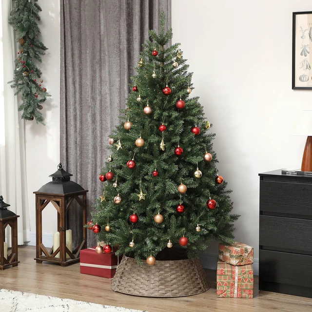 Alt view image 3 of 7 - 27 Inch Christmas Tree Collar, Plastic Woven Christmas Tree Skirt Base Cover for Party Holiday Decoration, Coffee, Metal