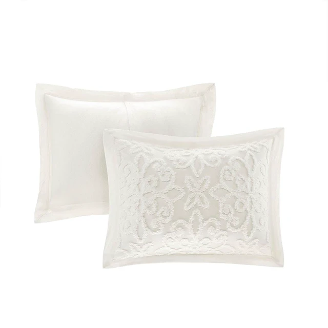 Alt view image 2 of 6 - 3 Piece Tufted Cotton Chenille Bedspread Set Full Queen, Off White, Bedding Sets