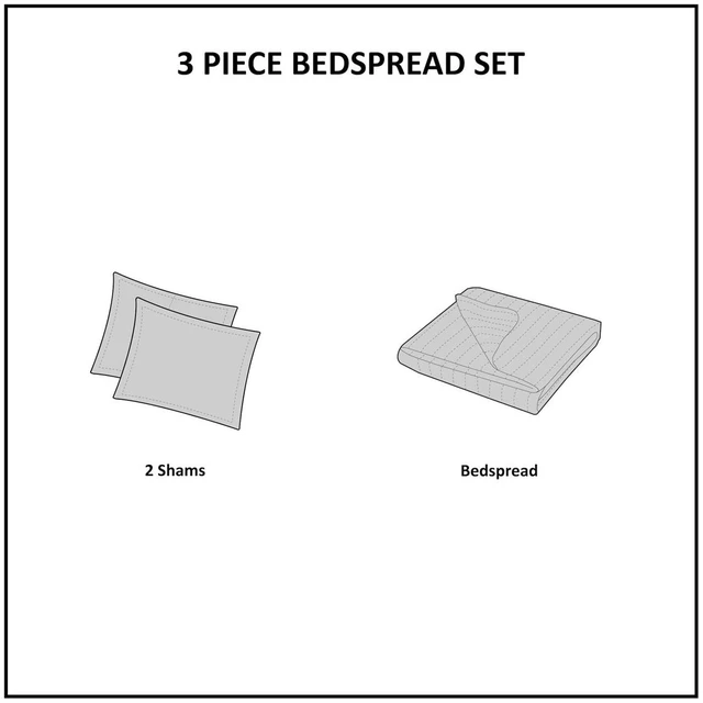 Alt view image 3 of 6 - 3 Piece Tufted Cotton Chenille Bedspread Set Full Queen, Off White, Bedding Sets