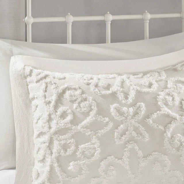 Alt view image 6 of 6 - 3 Piece Tufted Cotton Chenille Bedspread Set Full Queen, Off White, Bedding Sets