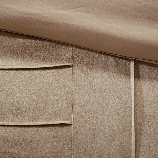 Alt view image 2 of 7 - 7 Piece Faux Suede Comforter Set Queen, Beige, Polyester, Bedding Sets