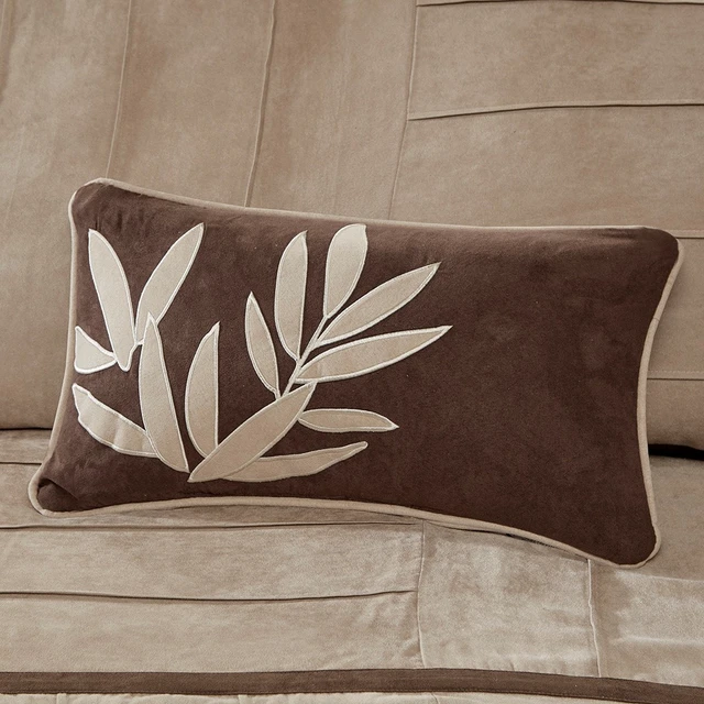 Alt view image 4 of 7 - 7 Piece Faux Suede Comforter Set Queen, Beige, Polyester, Bedding Sets