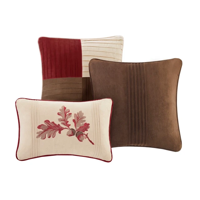 Alt view image 3 of 7 - 7 Piece Microsuede Comforter Set Cal King, Red, Polyester, Bedding Sets