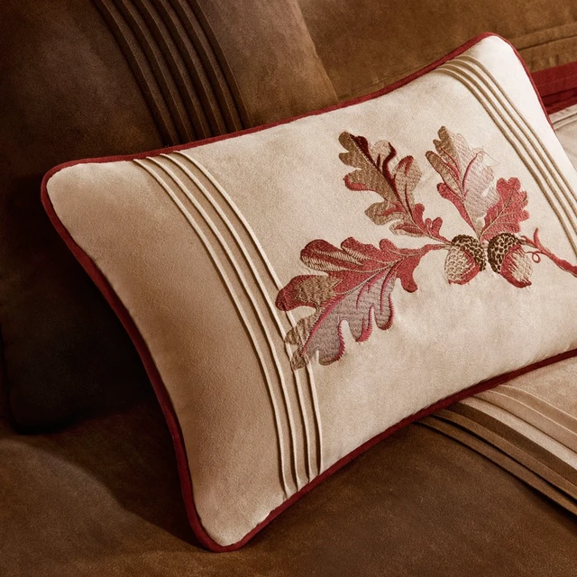 Alt view image 6 of 7 - 7 Piece Microsuede Comforter Set Cal King, Red, Polyester, Bedding Sets