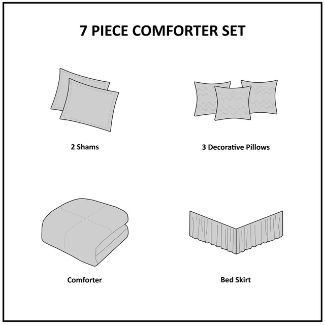 Alt view image 6 of 7 - Embroidered 7 Piece Comforter Set Purple King, Polyester, Bedding Sets